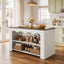 59" Modern Kitchen Island with Storage & Seating Space, 3-Tier Stationary Island Table