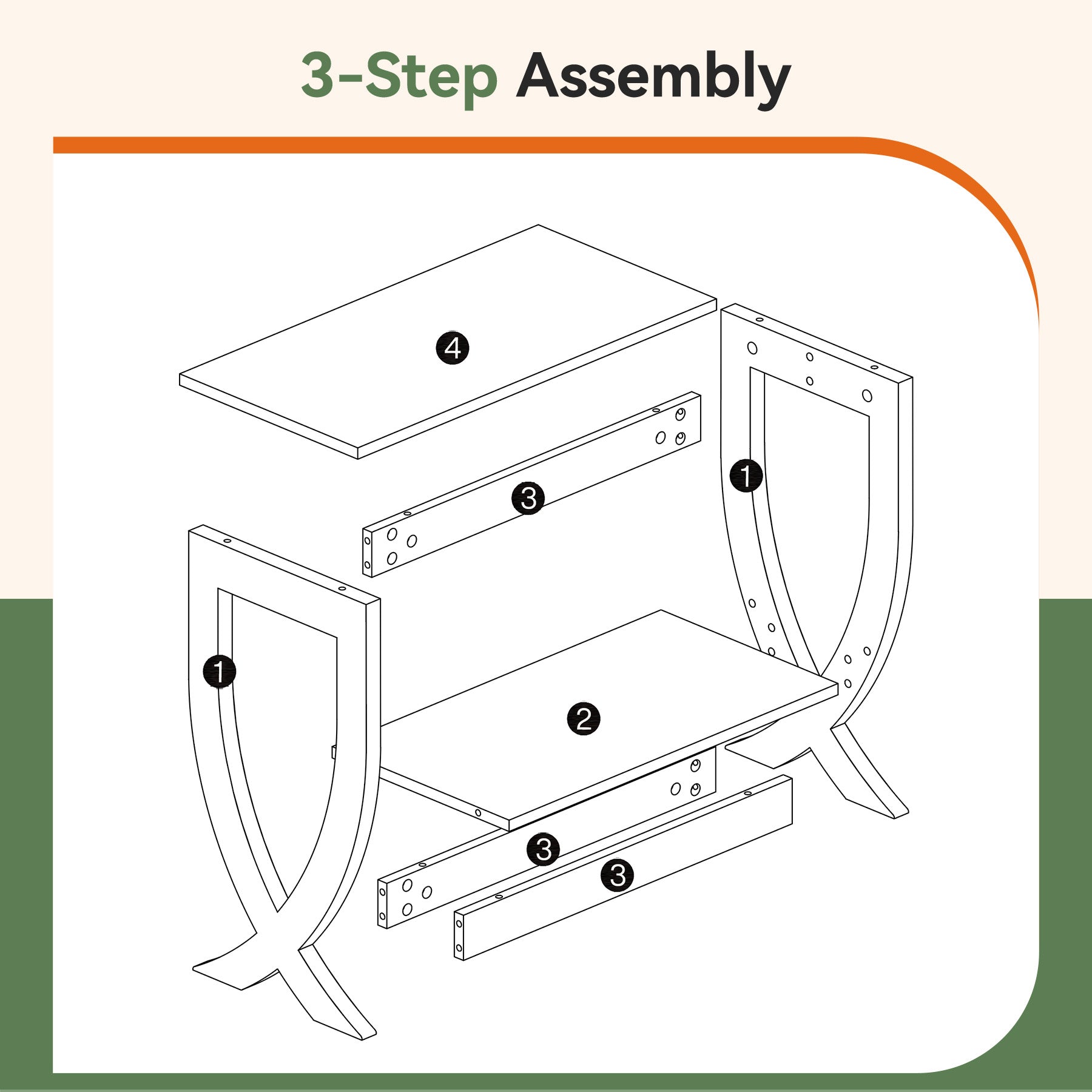 Solid  Wood End Table, 2-Tier Couch Side Table with Arched Legs