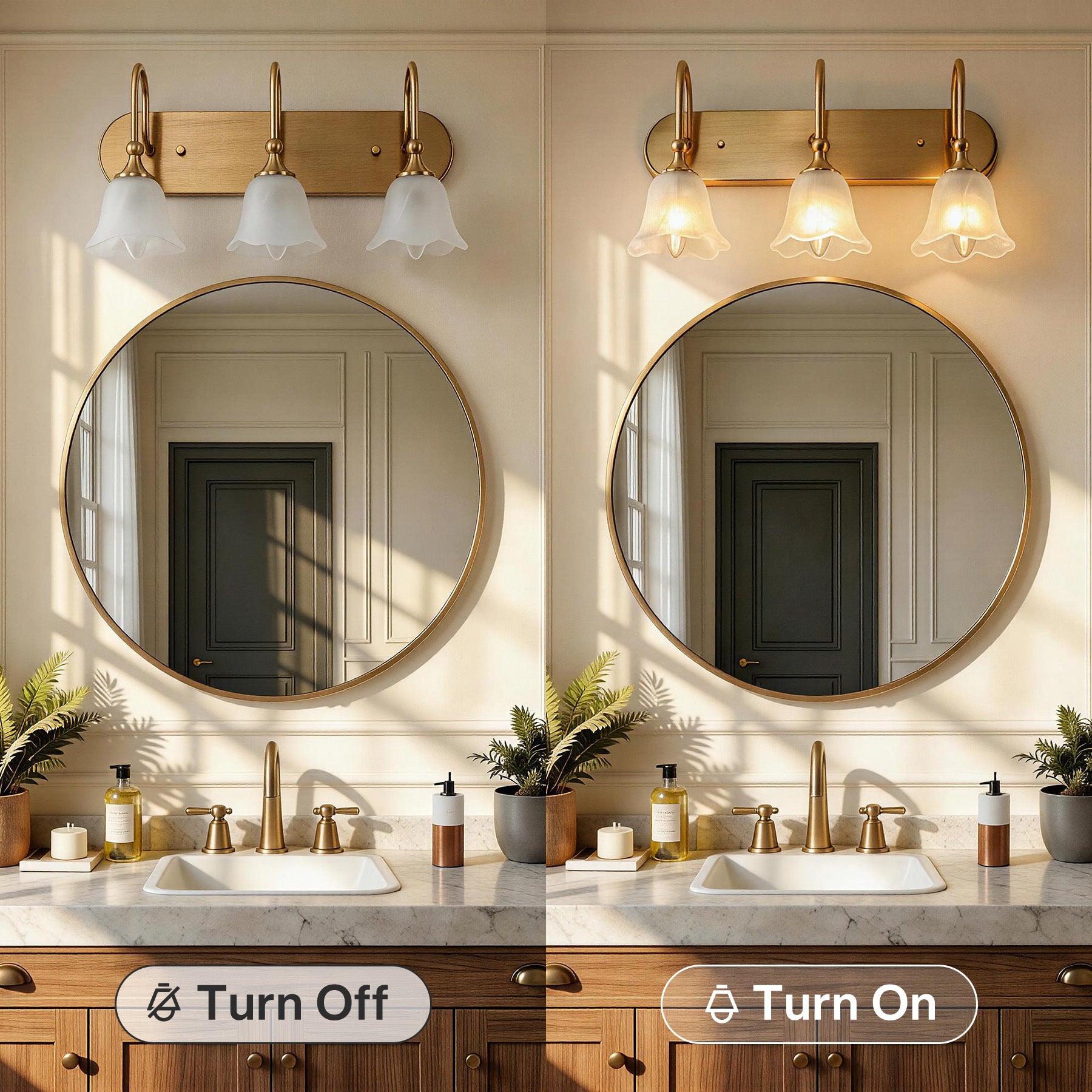 3-Light Light Fixtures, Modern Wall Lights Bathroom Vanity with Clear Glass Shades