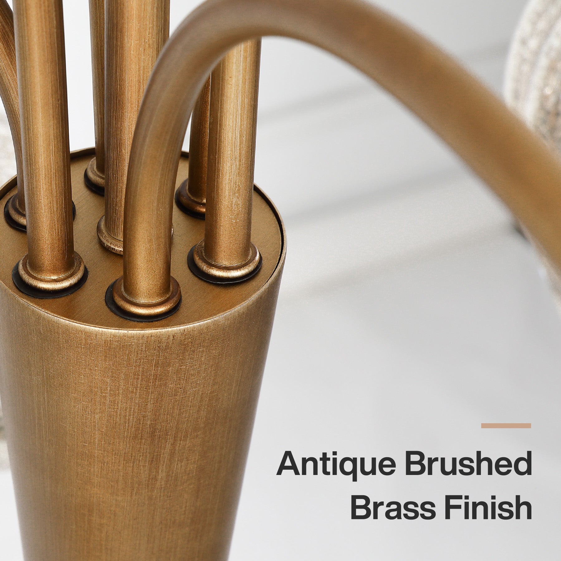 6-Light Brass Chandelier, Modern Pendant Lighting with Mixed Round & Teardrop Mercury Glass