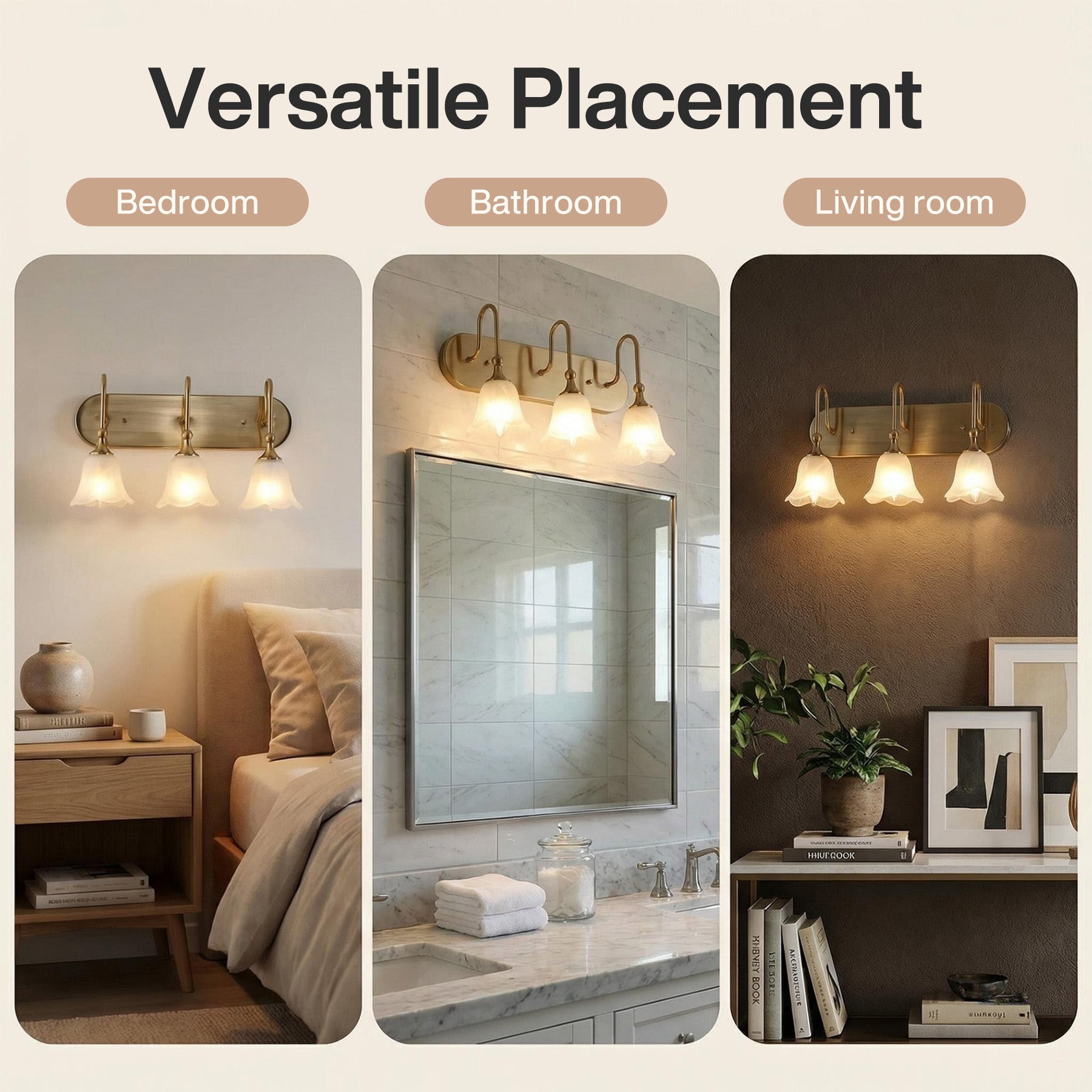 3-Light Light Fixtures, Modern Wall Lights Bathroom Vanity with Clear Glass Shades