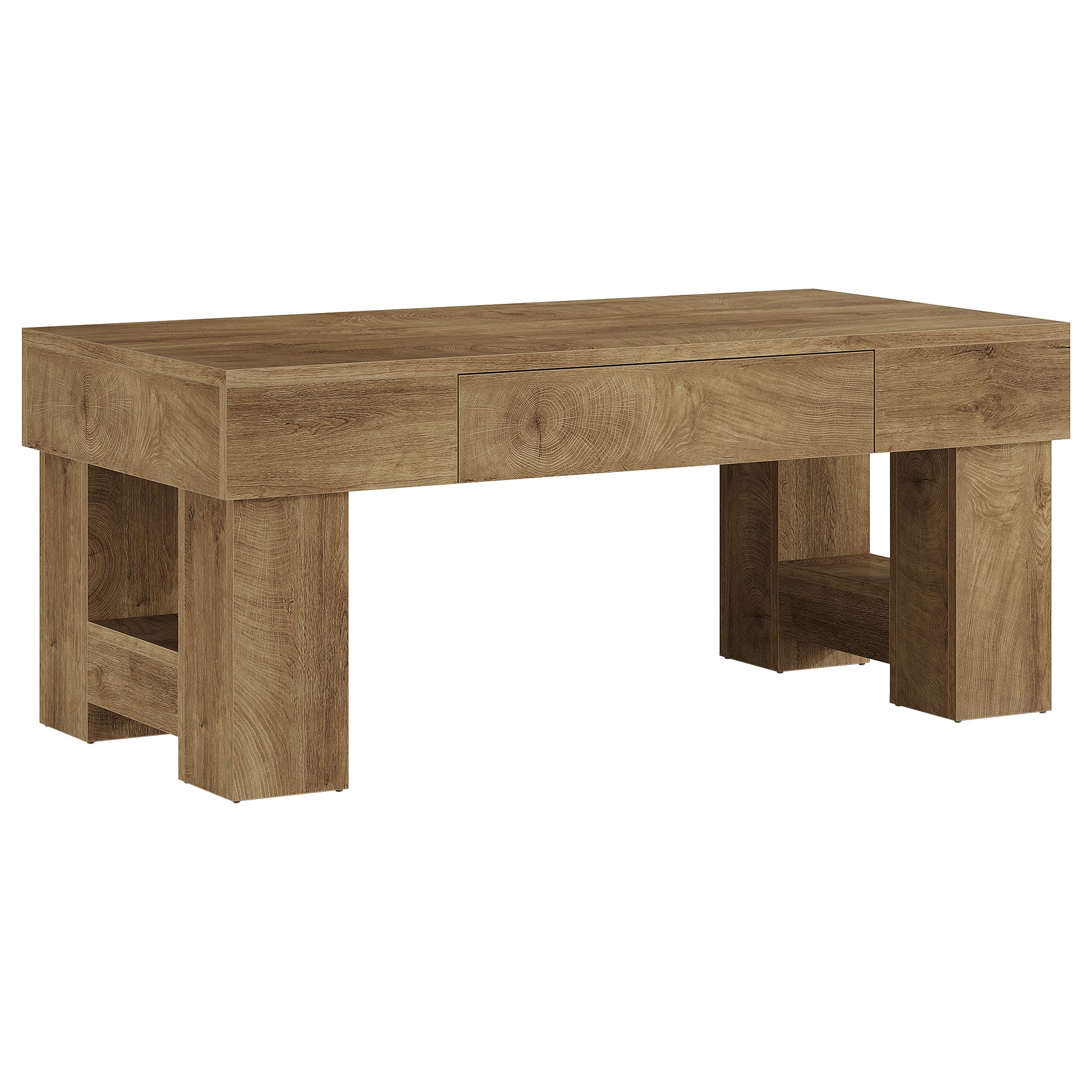 Coffee Table with Storage Drawer, 47" Farmhouse Center Cocktail Table