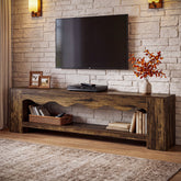 79" TV Stand for TVs Up to 85", Rustic Curved TV Console, Mid-Century Modern 3