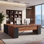 L-Shaped Executive Desk, 71" Reversible Computer Desk with Mobile File Cabinet & Shelves