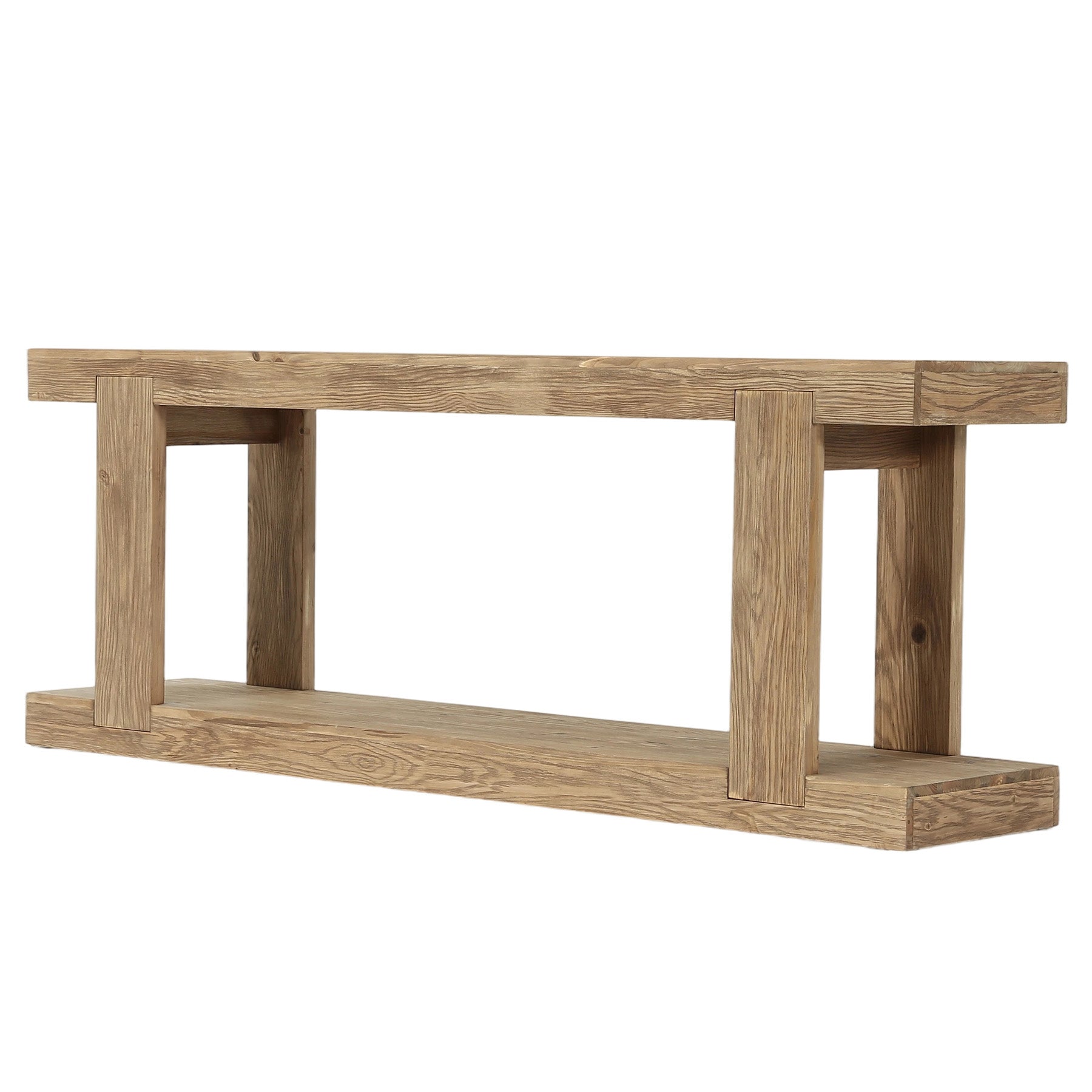 Solid Wood TV Stand for up to 65" TVs, Rustic Media Console Table with Open Storage Space