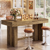 55" Bar Table, Farmhouse High-Top Pub Table with Large Worktop for Bistro 3