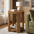 19.6" Side Table, 2-Tier Round End Table Bedside Table