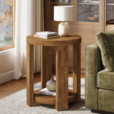 19.6" Side Table, 2-Tier Round End Table Bedside Table 3