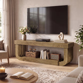 63" TV Stand, Modern Entertainment Center Media Console with Curved Open Storage 3
