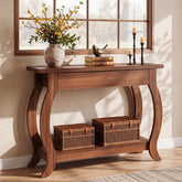 41.3" Console Table with Curved Legs, Farmhouse Sofa Table with Drawer and Shelf 3