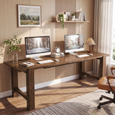 79" Extra Long 2 Person Desk, Farmhouse Solid Wood Computer Desk, Thick Legs, Home Office 3
