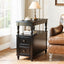 23.6" End Table, Solid Wood Accent Nightstand Bedside Table with Double Drawer