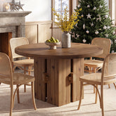 47" Solid Wood Dining Table, Farmhouse Round Kitchen Table for 4-6 3