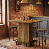 47" Rustic Bar Table, Industrial Pub Table with Footrest 3