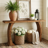 63" Farmhouse Console Table, Rustic Entryway Table with Curved Legs 3