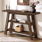Solid Wood Console Table, 47.24" Farmhouse Entryway Table with 3-Tier Shelves