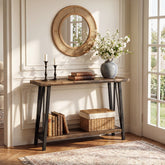 41.3" Live-Edge Solid Wood Console Table, 2-Tier Entryway Table with Metal Frame 3