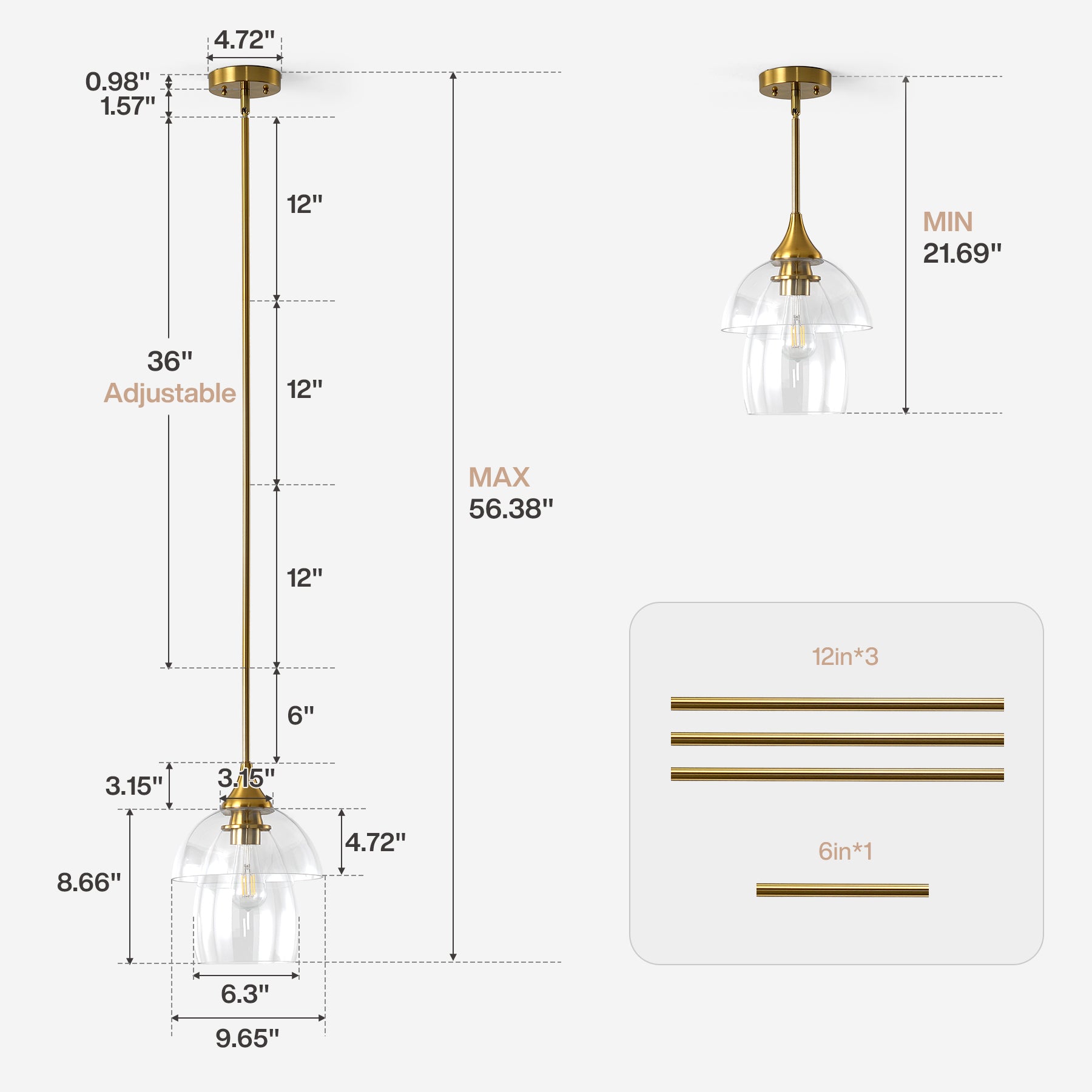 1-Light Pendant Lighting, Modern Island Chandelier Ceiling Light Fixture with Unique Design