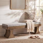 63.39" Entryway Bench with Cushion, Farmhouse Dining Bench for Hallway, Kitchen 3
