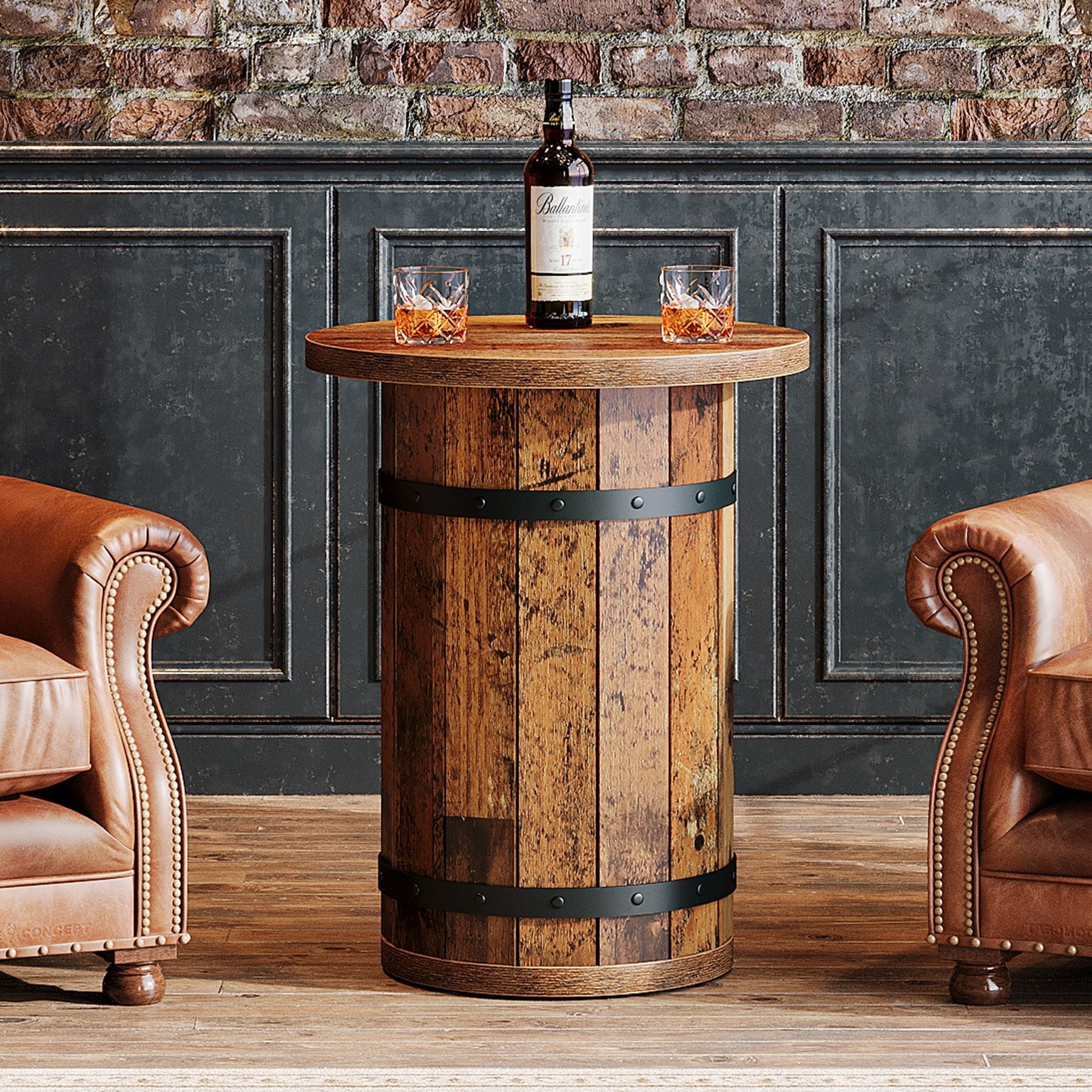 25.6" Tall End Table, Round Side Table Nightstand with Sturdy Base