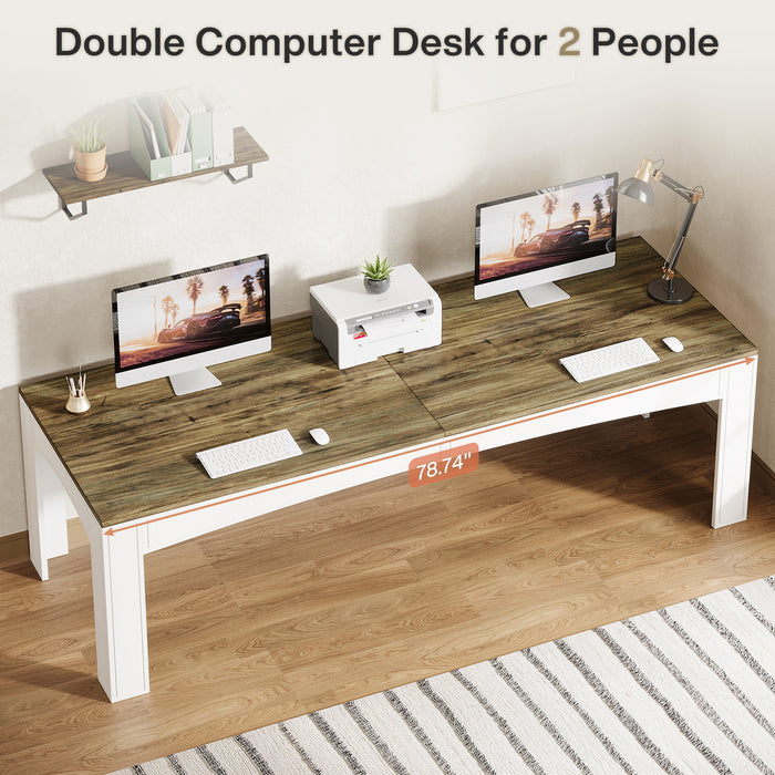 78.7" Two-Person Desk, Long Computer Desk Workstation Table