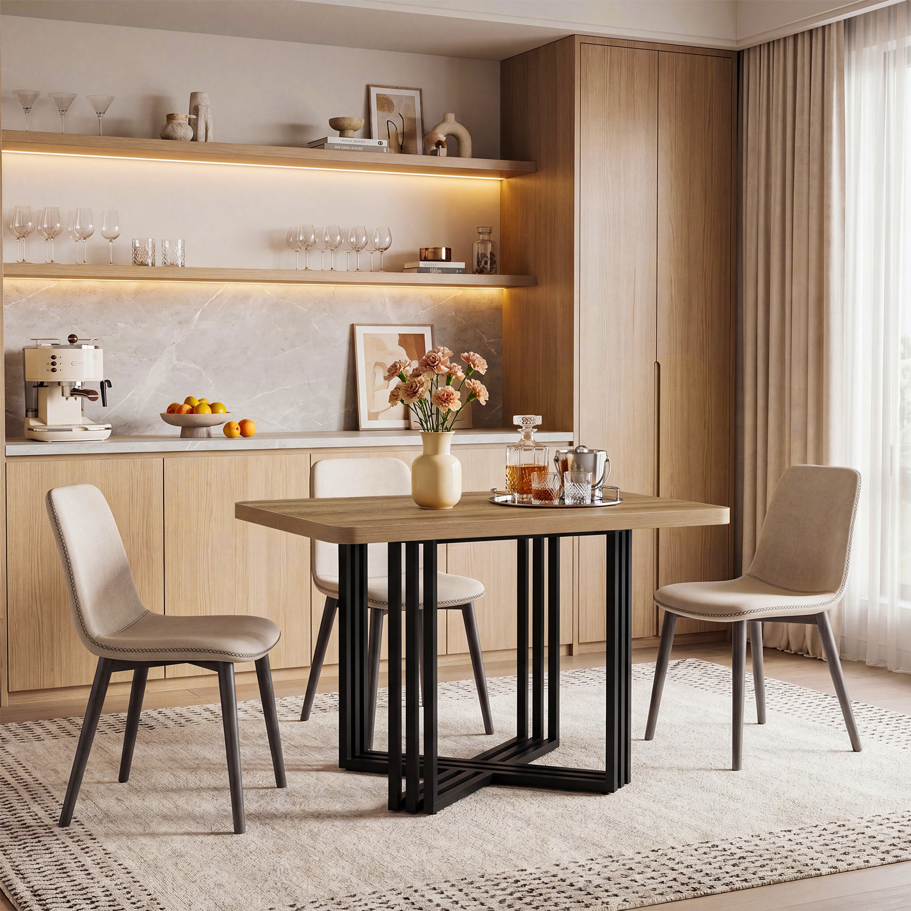 39.4-Inch Farmhouse Dining Table for 4, Compact Kitchen Table for Small Dining Rooms