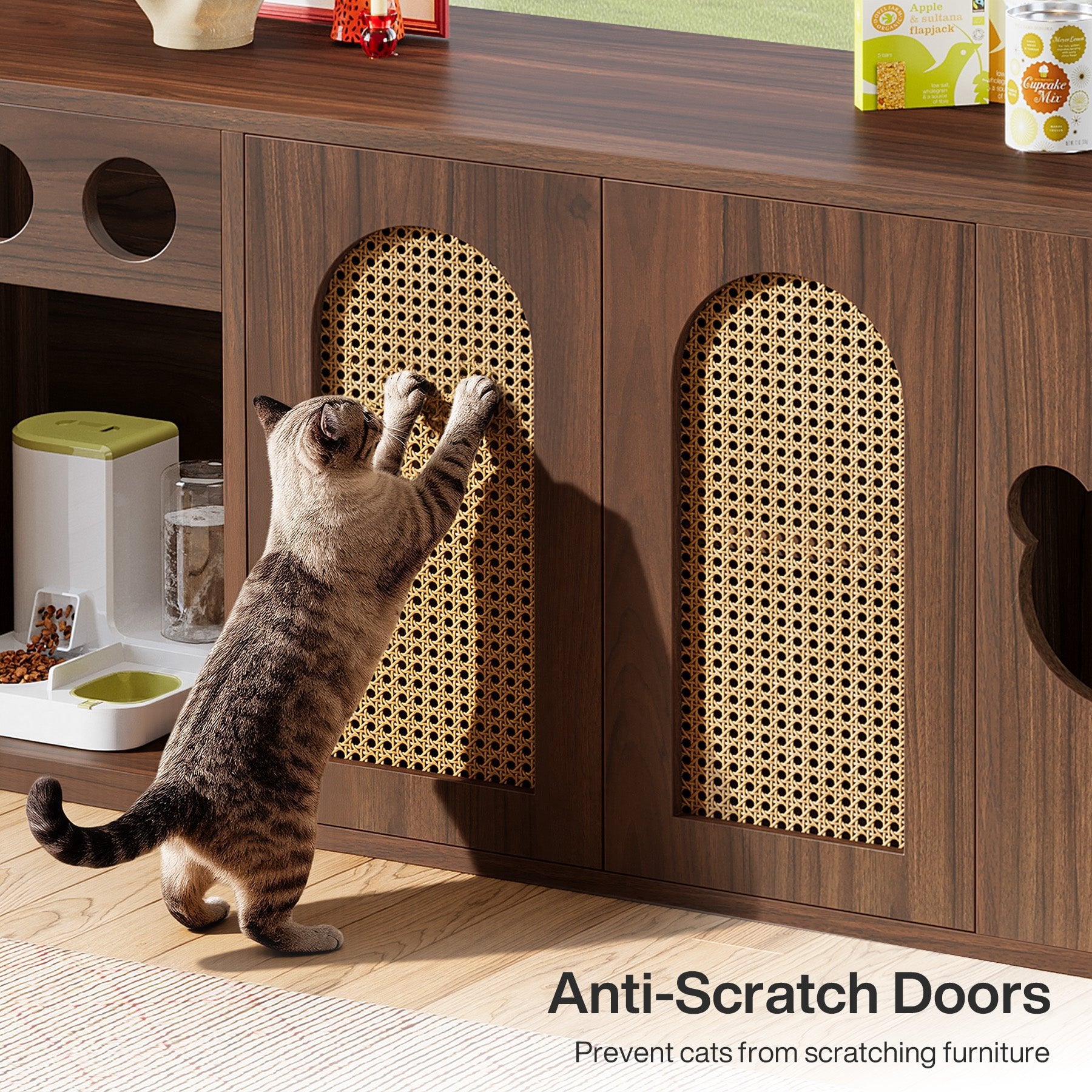 70.9" Cat Litter Box Enclosure, Extra Large Hidden Litter Box Cabinet Cat House