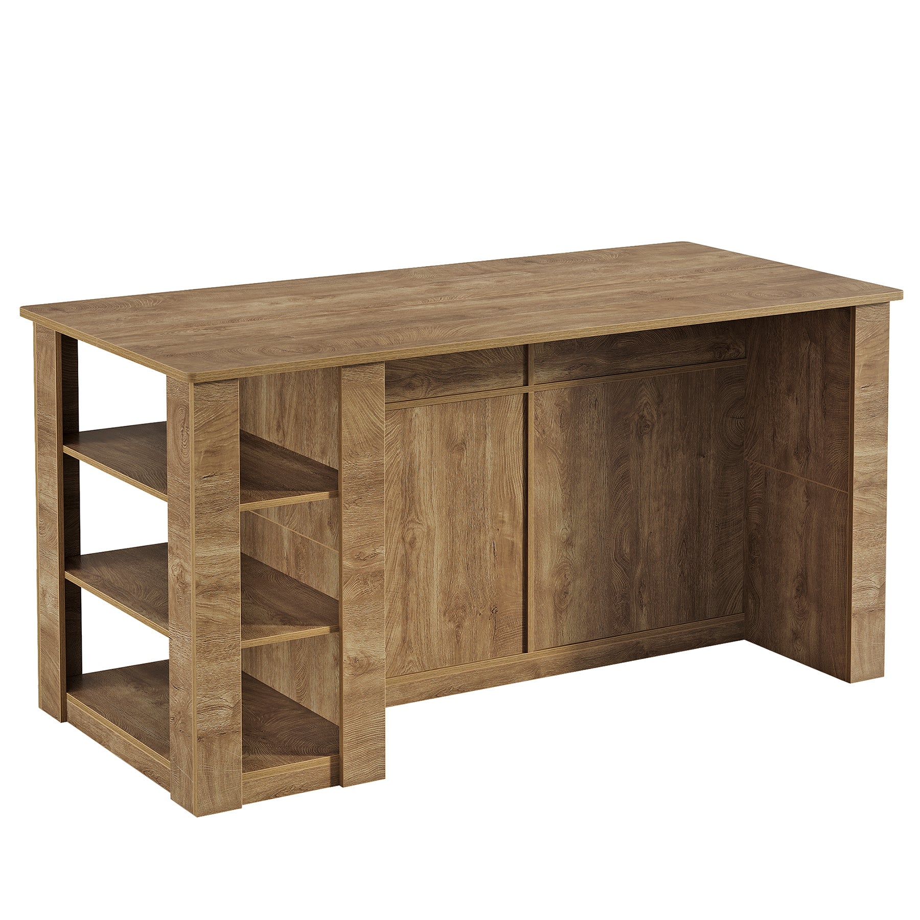 71" Large Kitchen Island with Storage & Seating, Farmhouse Island Table, Prep & Coffee Bar