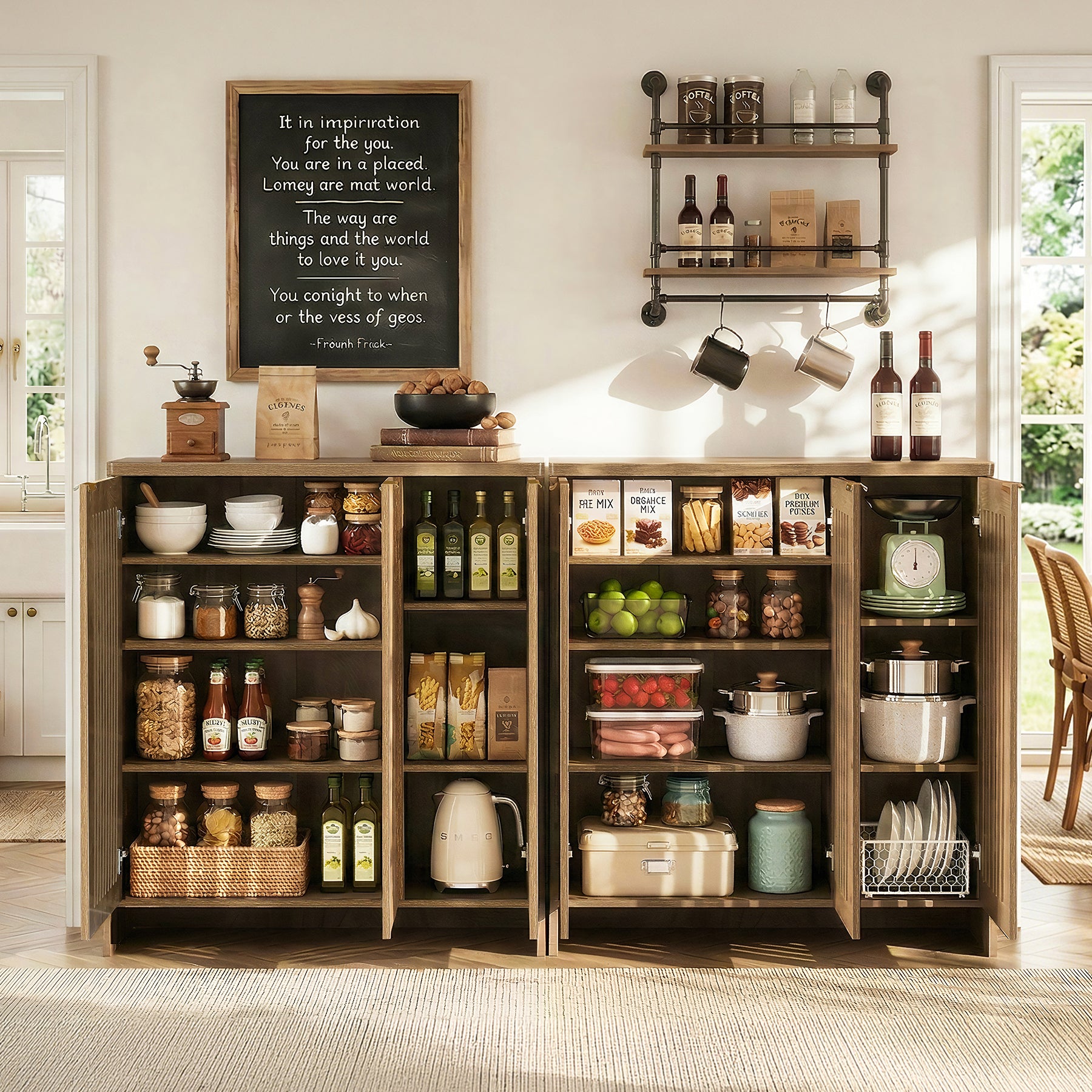 47" Buffet Cabinet with Storage, Sideboard Cabinet with Adjustable Shelves & Doors for Dining Room