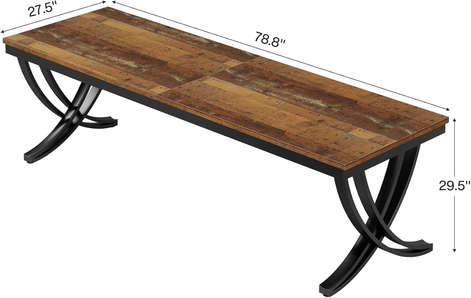 78.74“ Rectangular Dining Table for 6-8, Large Wooden Farmhouse Table
