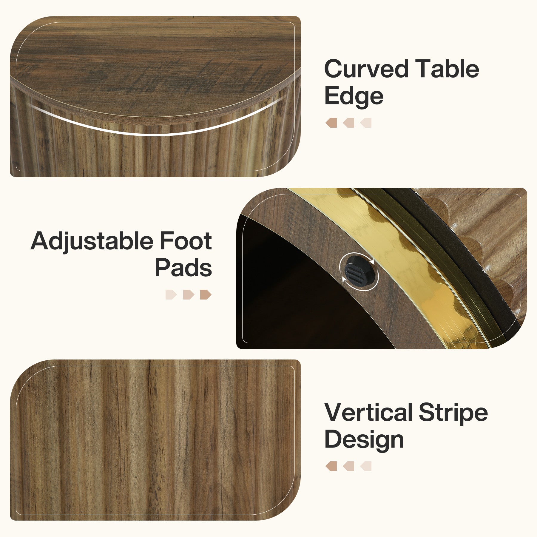 Fluted Round End Table, Small Side Table Nightstand for Living Room, Bedroom