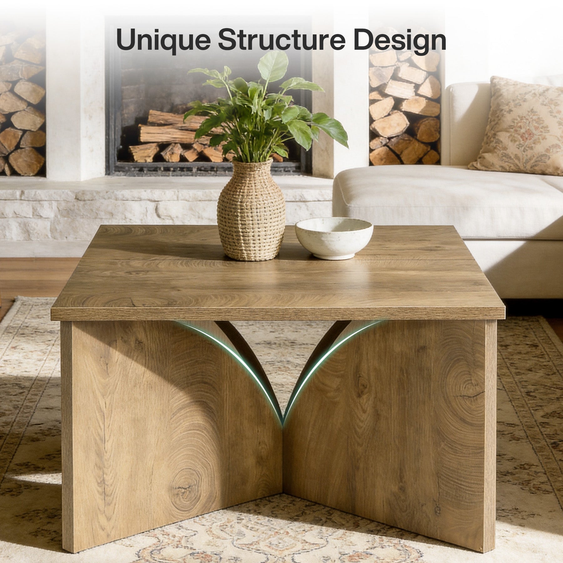 Tribesigns 31.5" Square Coffee Table, Farmhouse Accent Table for Living Room