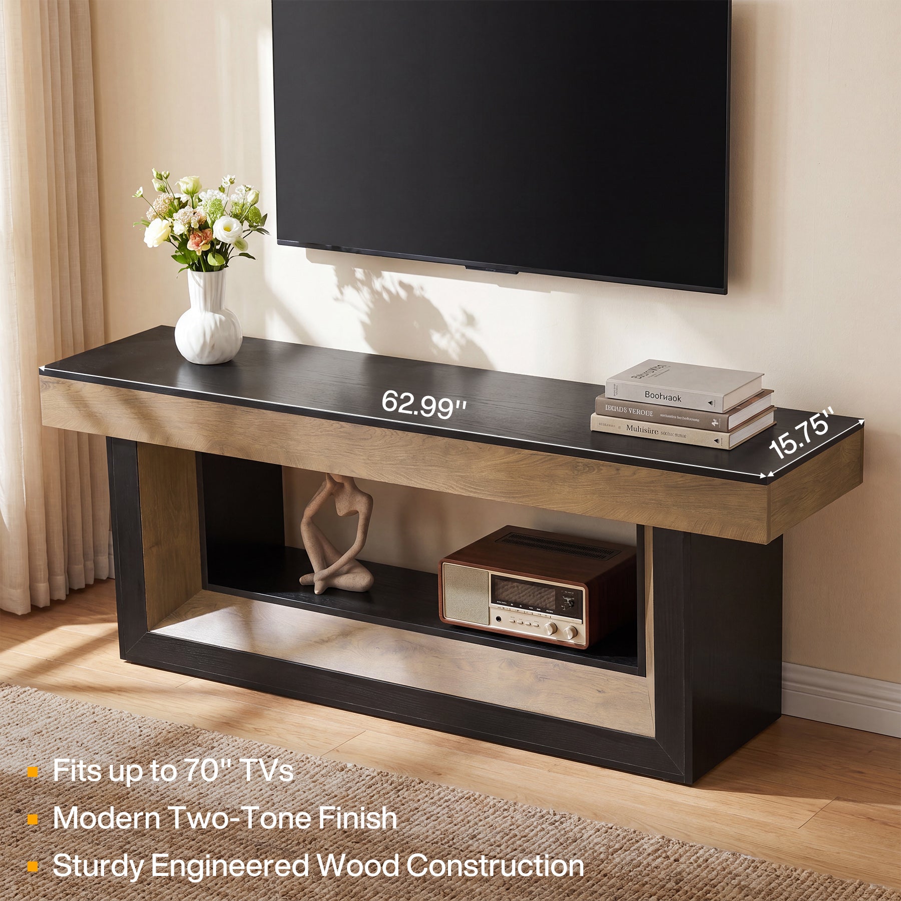 63" Modern TV Stand, Media Console Entertainment Center