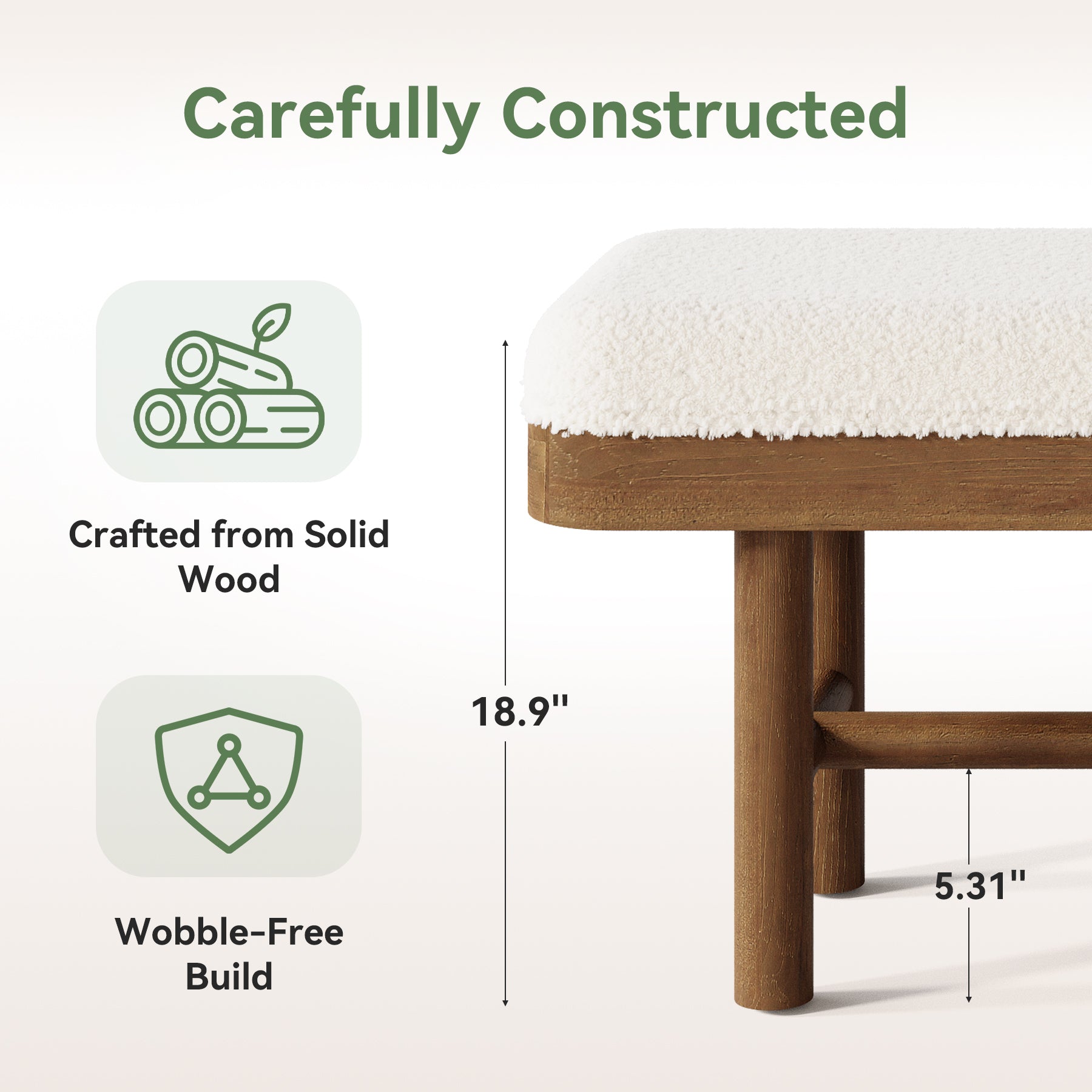 Solid Wood Shoe Bench, 55" Upholstered Entryway Bench with Removable Cushion