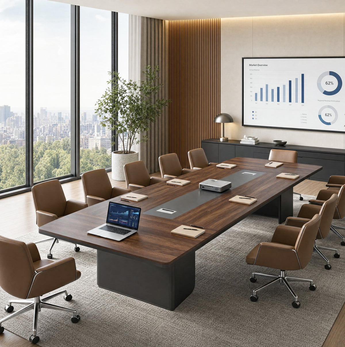 8FT Large Conference Table, 94.5" Meeting Table with Cable Management for Office