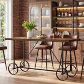 63" Bar Table, Industrial Counter Height Dining Table with Bicycle-Inspired Metal Base 3