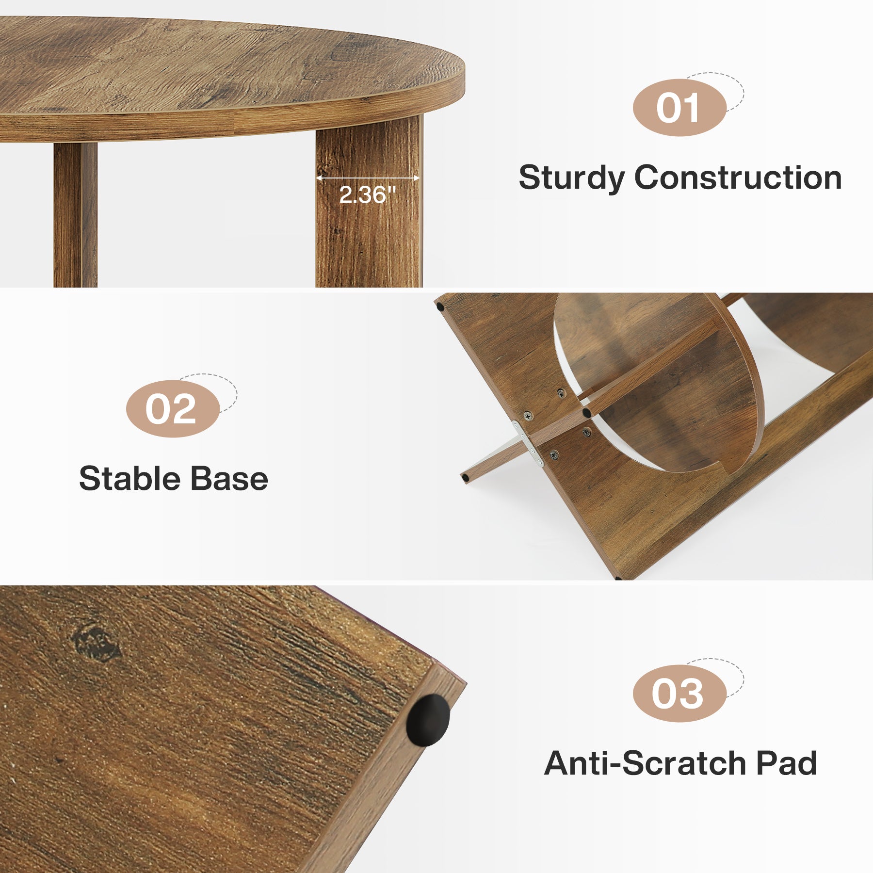 Round End Table, 2-Tier Side Table Nightstand with Storage