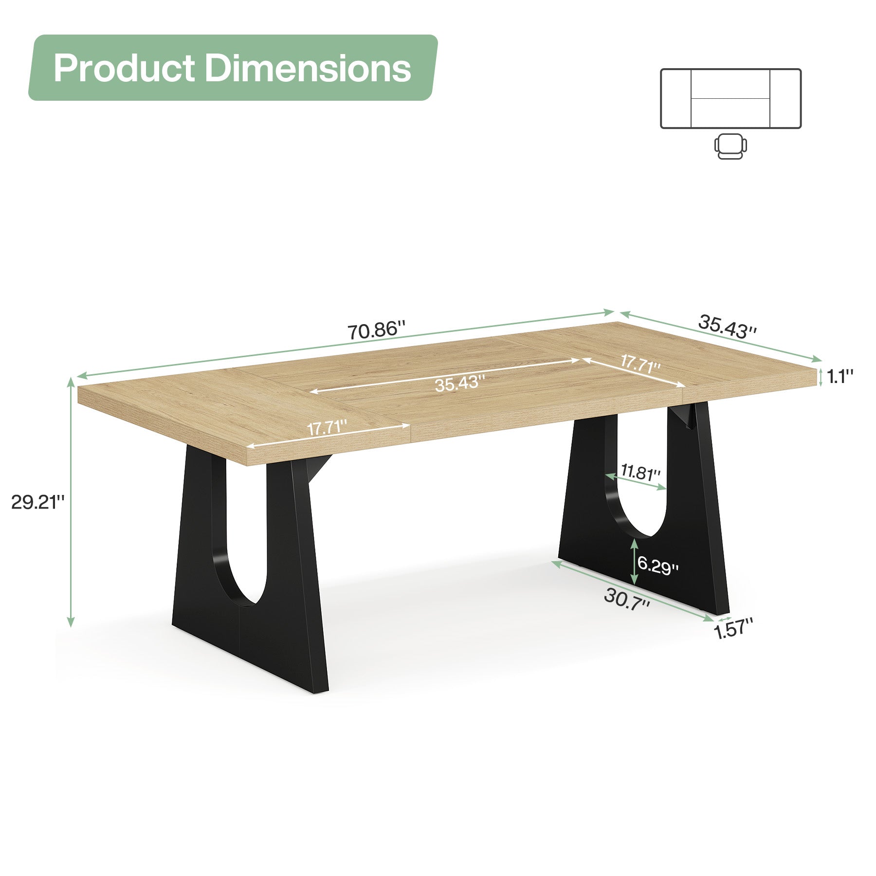70.86" Executive Desk, Modern Computer Office Desk Workstation