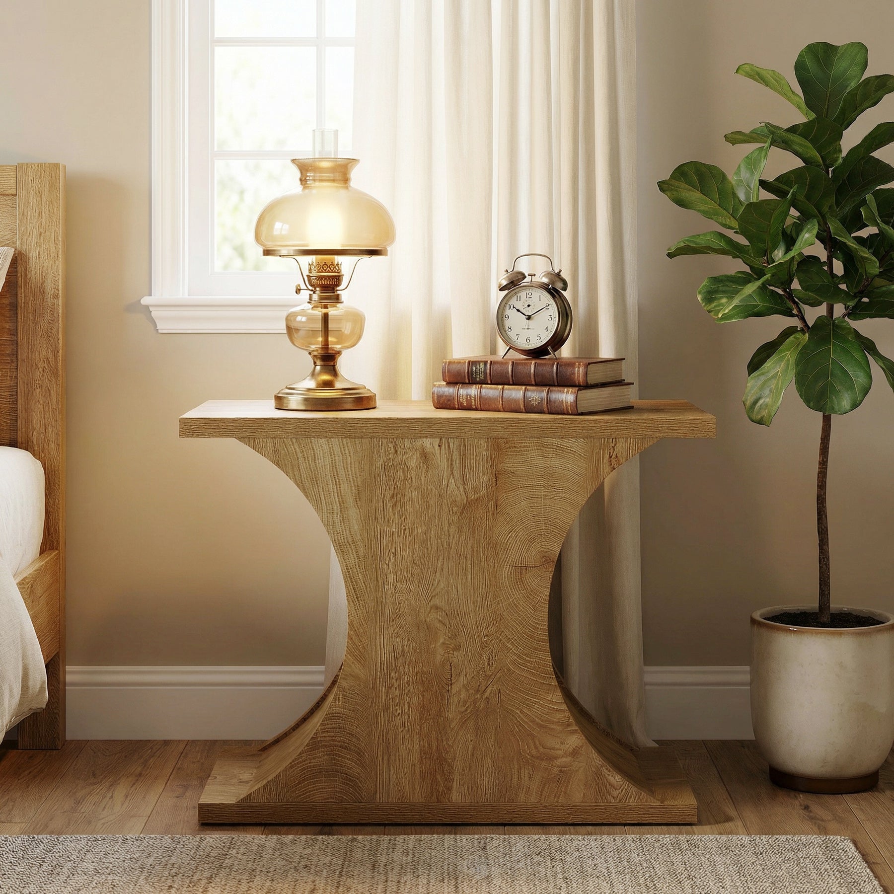 31.5" Nightstand, Narrow Bedside Table with Hourglass Base