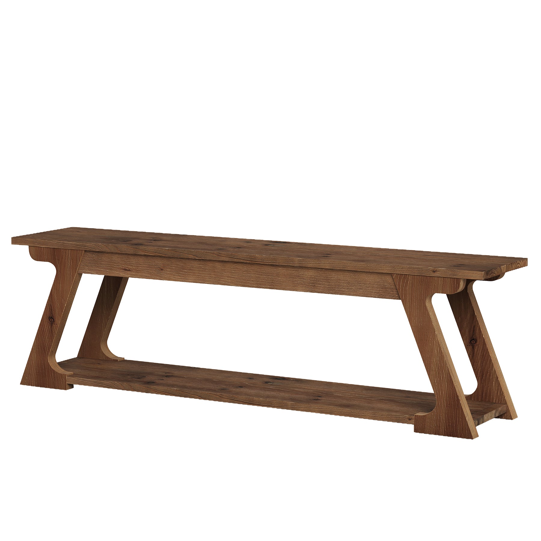 59" Solid Wood Entryway Bench, End of Bed Bench with Trapezoidal-Shaped Leg