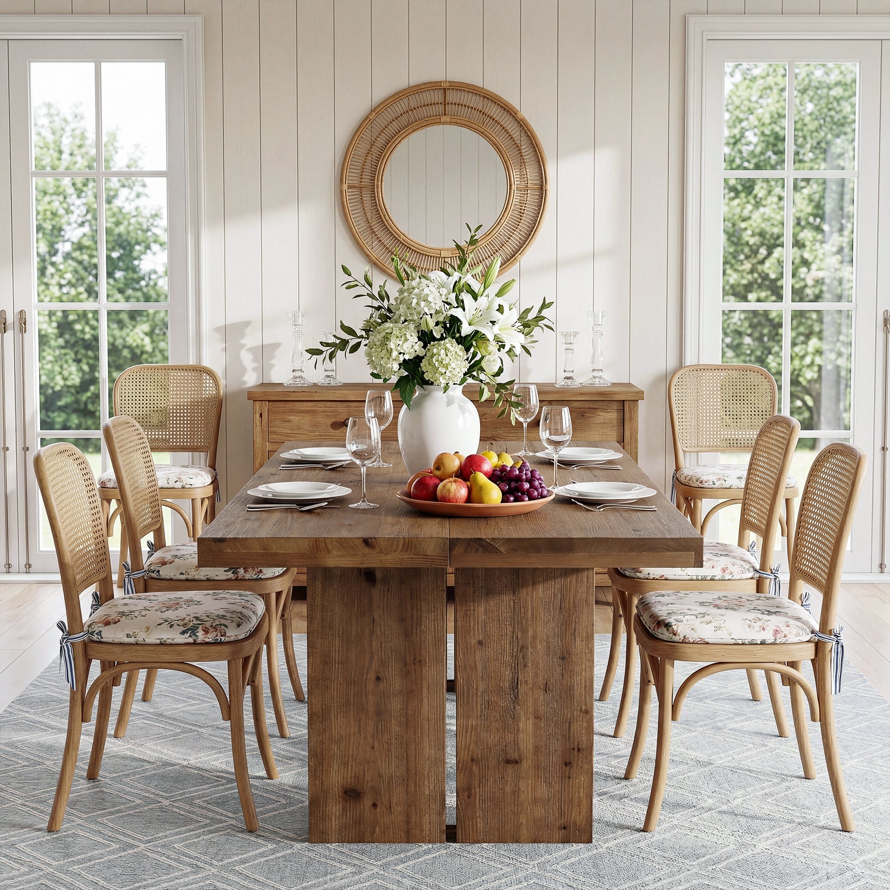 Tribesigns 63" Solid Wood Dining Table, Rectangle Kitchen Table for Dining Room