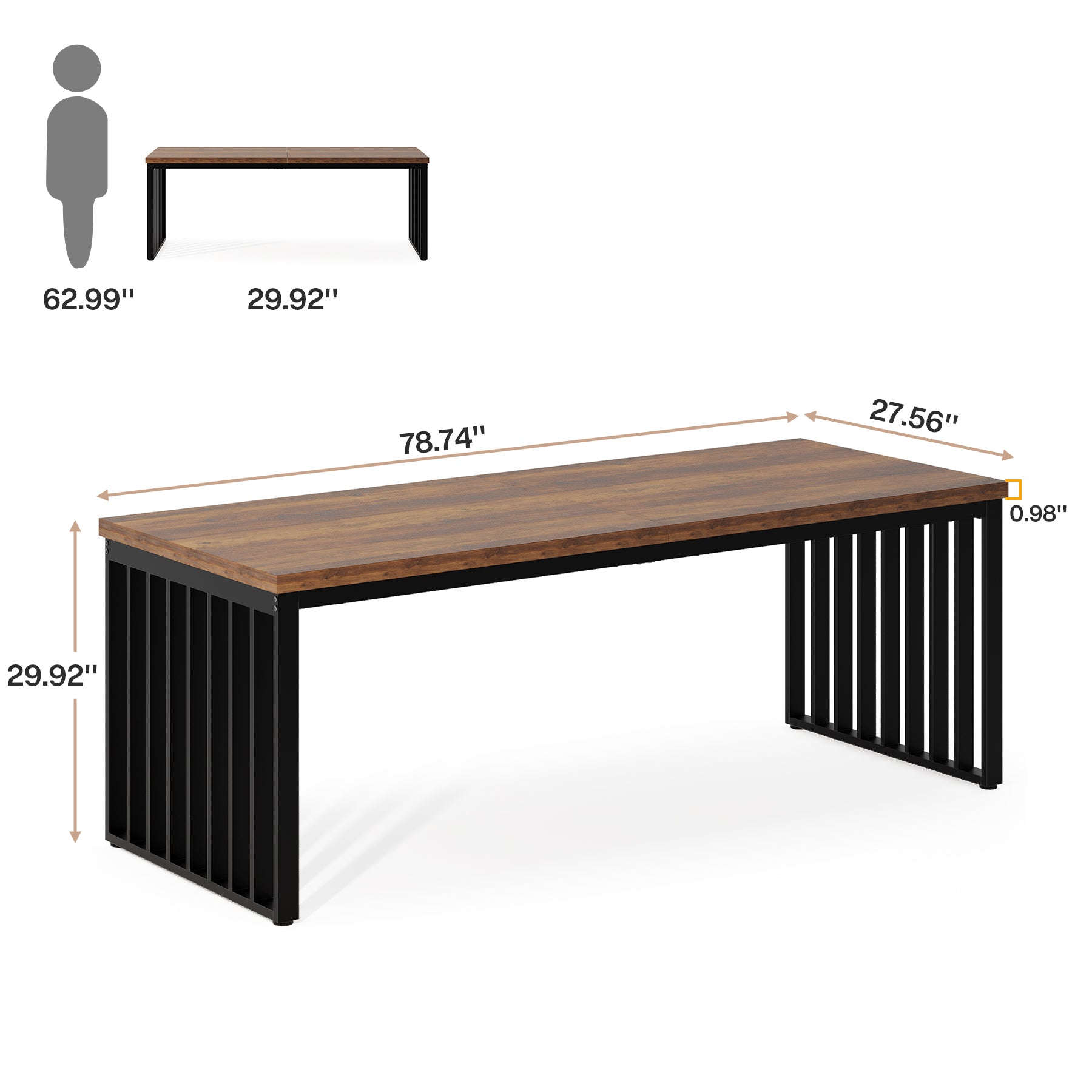 Modern Dining Table, 78.74 inches Sturdy Kitchen Table
