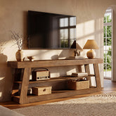 63" Solid Wood TV Stand, 3-Tier Storage Entertainment Center For Living Room 3