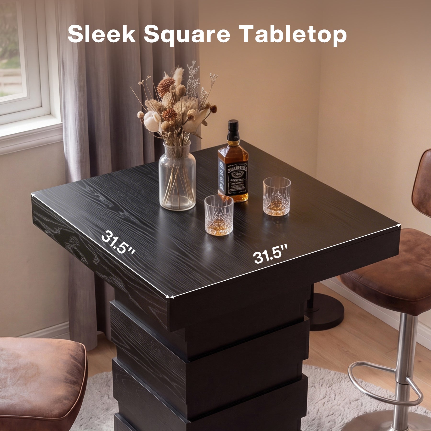 Tribesigns 37.4-Inch Bar Height Table, Square Pub Table with Block Base for Kitchen Nook Living Room