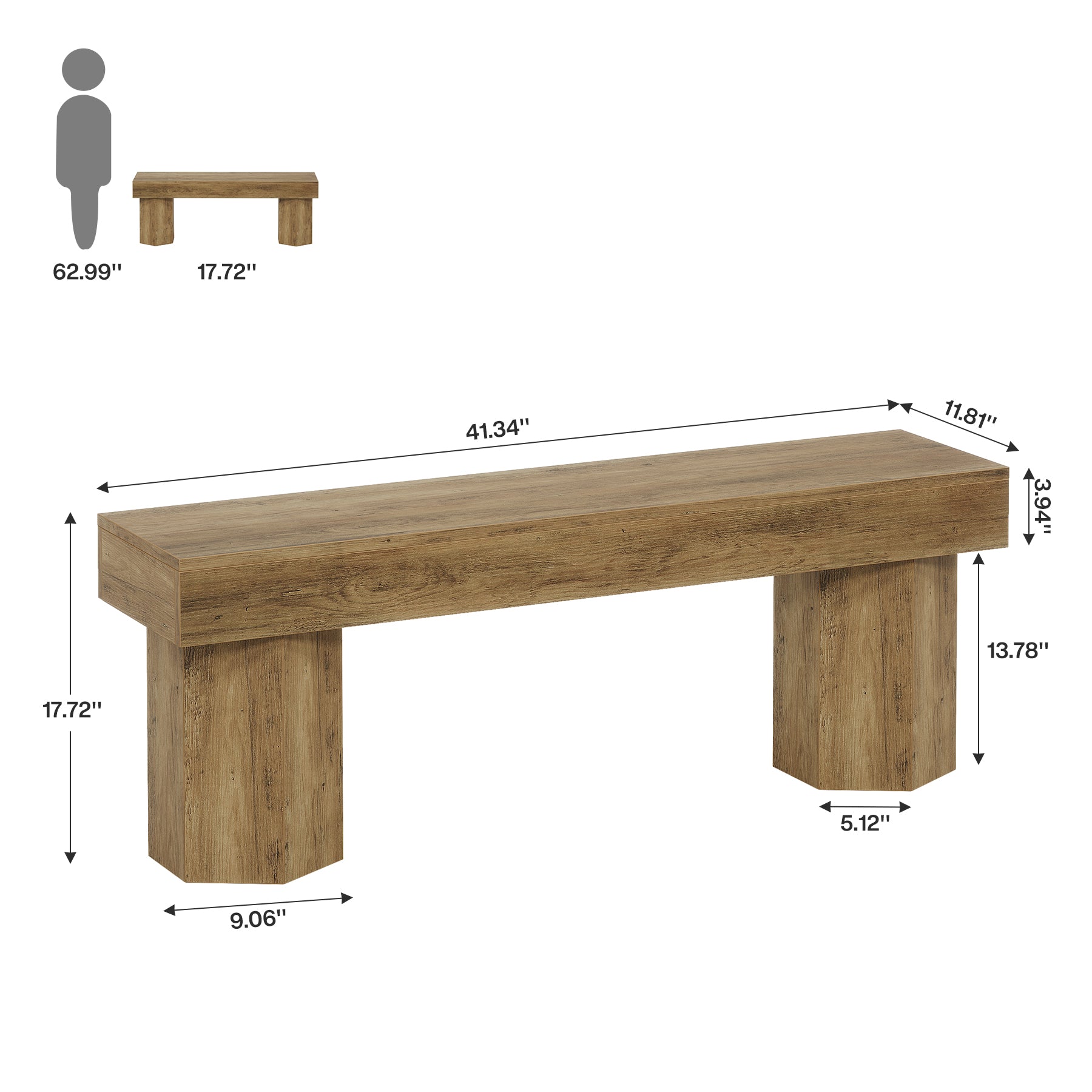 41" Entryway Bench, Wooden Indoor Hallway Bench