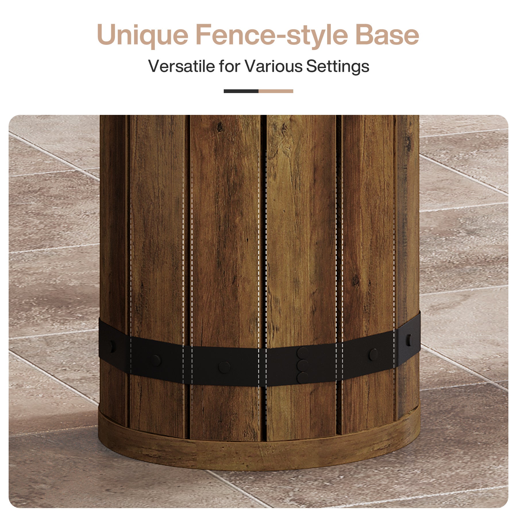 70.9" Bar Table, Rectangular Counter Height Pub Table with Fence Pedestal Base