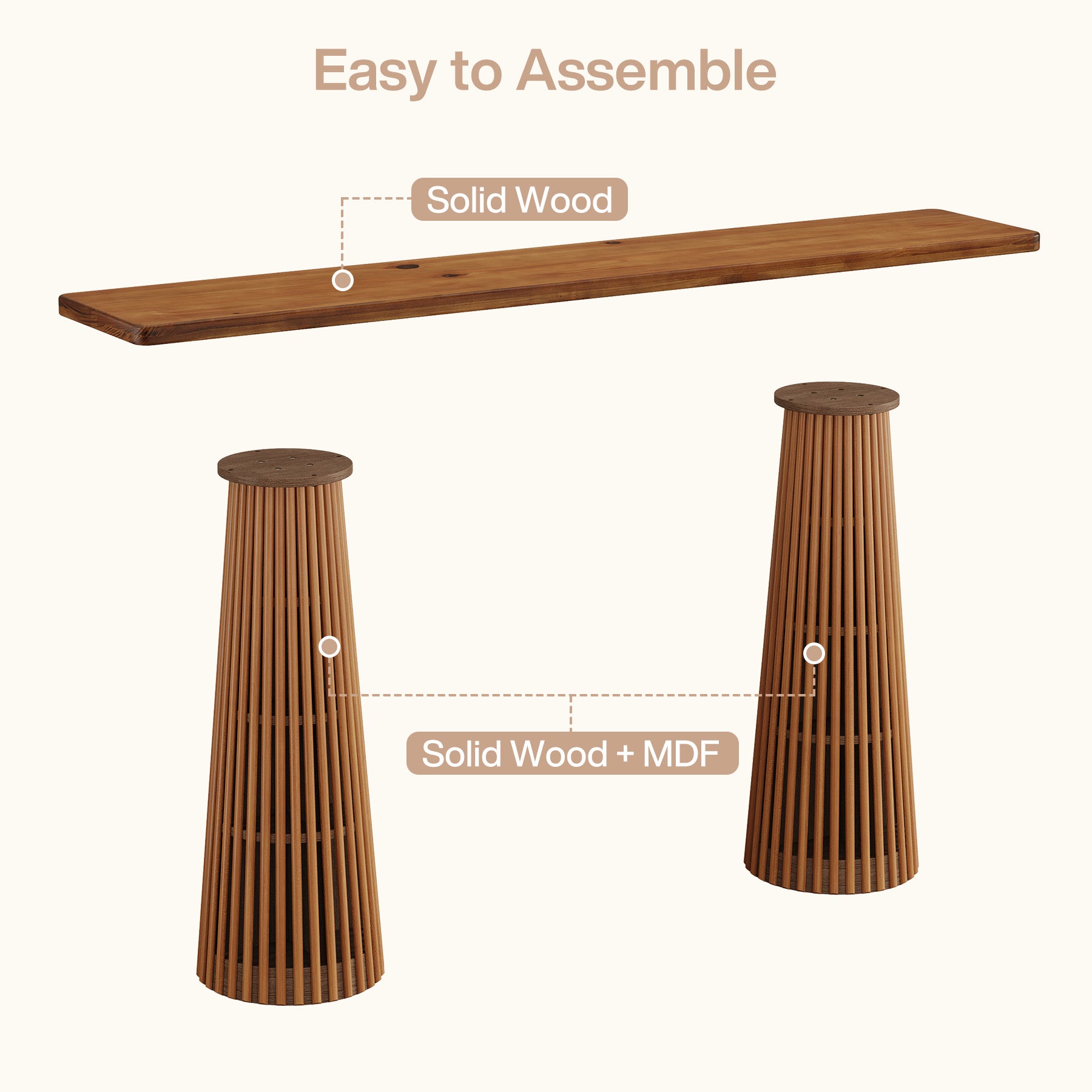 63" Console Table with Unique Base, Wooden Sofa Table Behind The Couch