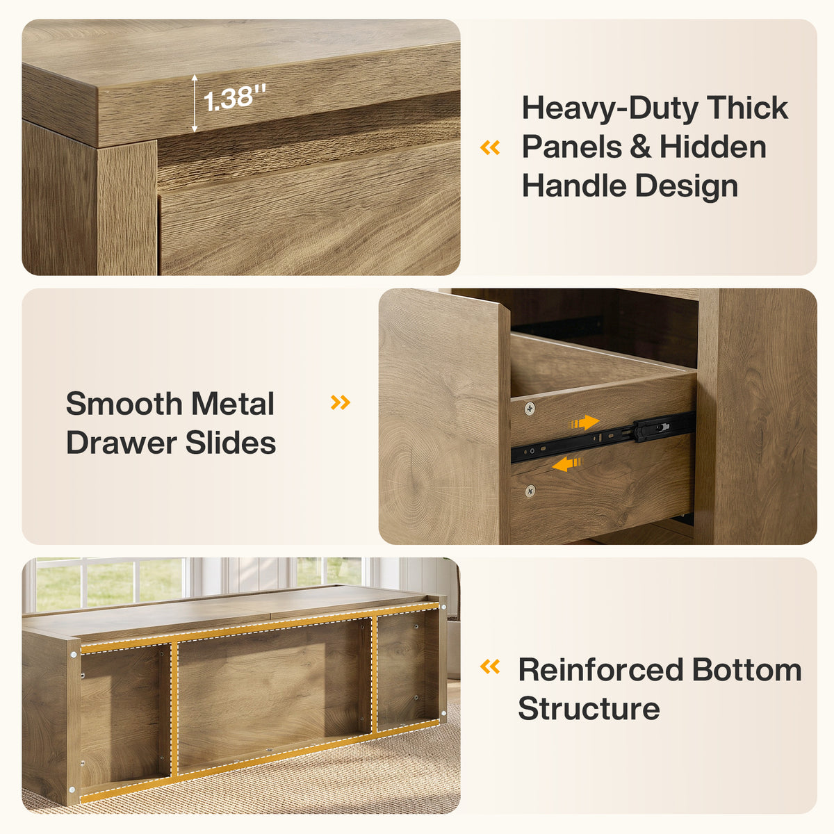 47" Entryway Storage Bench with 2 Drawers, Rustic Wooden Shoe Cabinet, Entryway Hallway