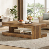 47.24" Coffee Table, Farmhouse 2-Tier Tea Cocktail Table with Storage 3