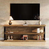 63" Industrial TV Stand for 55–75 Inch TVs, Wood & Metal Entertainment Center with 3-Tier Open Shelves 3